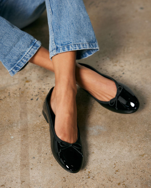 Agnes Black Patent Leather Flat & Wittner & Wittner Shoes