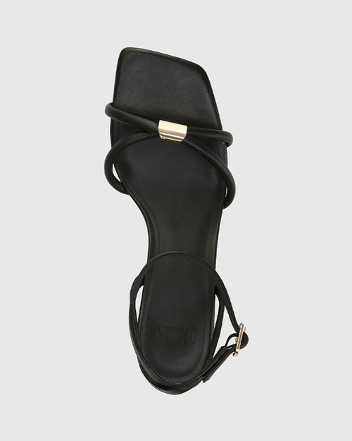 Kendall Black Leather Flared Heel Sandal & Wittner & Wittner Shoes