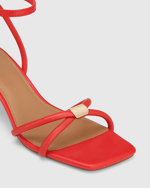 Kendall Rosso Red Leather Flared Heel Sandal