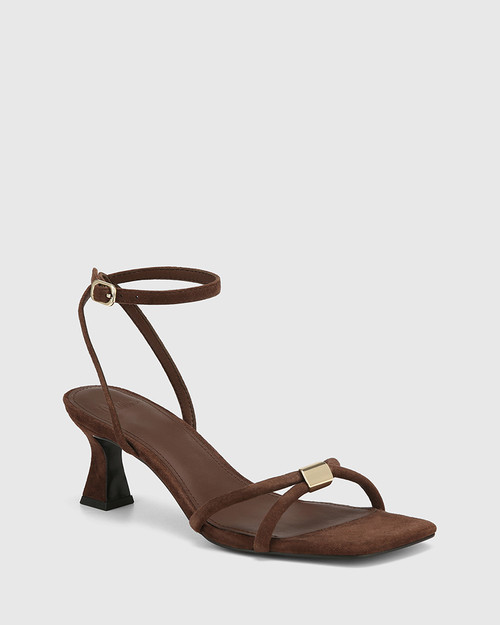 Leather Party Wear Ladies Brown Pencil Heel Sandal at Rs 1299/pair in  Faridabad