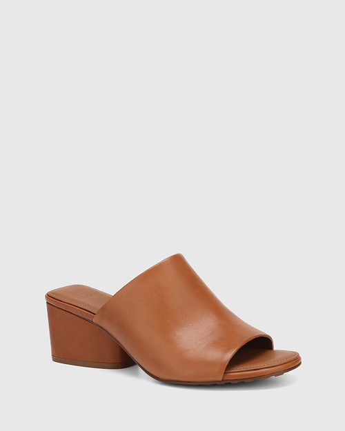 Miette Dark Cognac Leather Block Heel Sandal & Wittner & Wittner Shoes