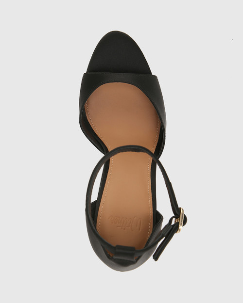 Aitken Black Recycled Satin Stiletto Heel Sandal & Wittner & Wittner Shoes