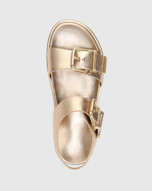 Bernadette Champagne Metallic Leather Flatform Sandal & Wittner & Wittner Shoes