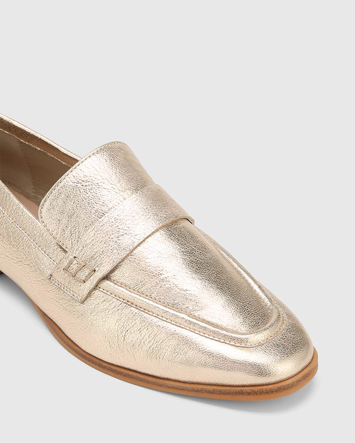 Apollo Champagne Metallic Leather Flat Loafer & Wittner & Wittner Shoes