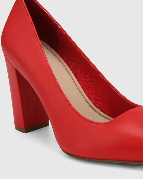 Huda Rosso Red Leather Block Heel Pump & Wittner & Wittner Shoes