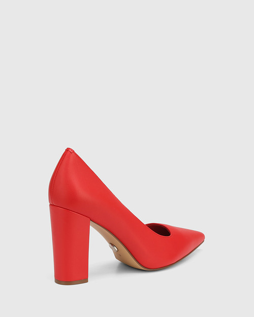 Huda Rosso Red Leather Block Heel Pump & Wittner & Wittner Shoes