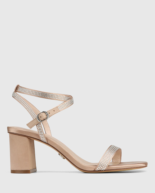 Claire New Flesh Recycled Satin Block Heel Sandal & Wittner & Wittner Shoes