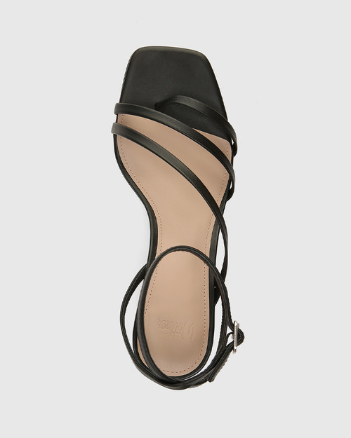 Maeve Black Leather Flared Heel Sandal & Wittner & Wittner Shoes