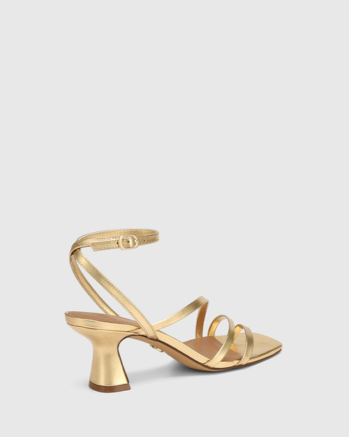 Maeve Gold Metallic Leather Flared Heel Sandal & Wittner & Wittner Shoes