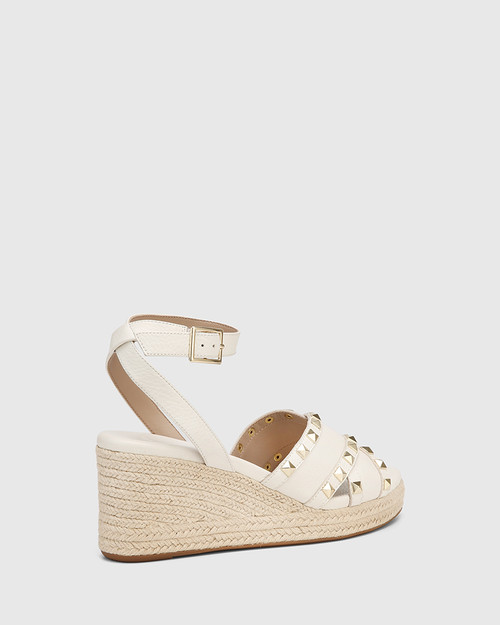 Narelle Optic White Leather Espadrille Wedge Sandal & Wittner & Wittner Shoes