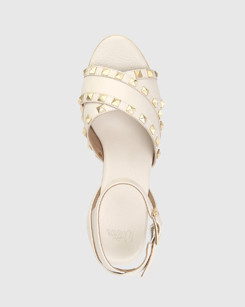 Narelle Optic White Leather Espadrille Wedge Sandal & Wittner & Wittner Shoes