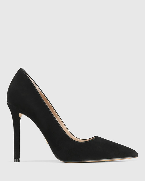 BOSS - Block-heel pumps in suede with pointed toe