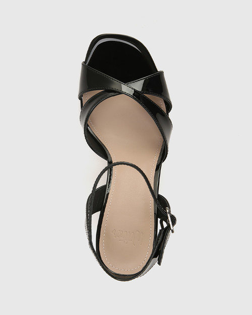 Rimini Black Patent Leather Block Heel Sandal & Wittner & Wittner Shoes