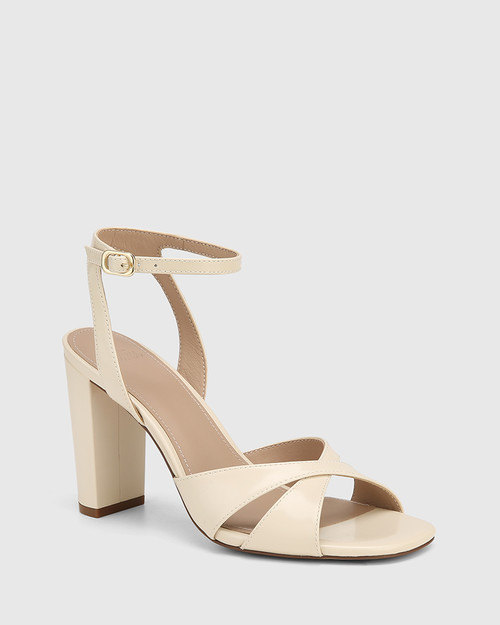 Rimini Vintage Ivory Leather Block Heel Sandal