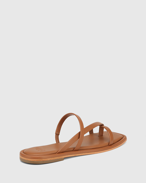 Alysson Dark Cognac Leather Flat Sandal & Wittner & Wittner Shoes