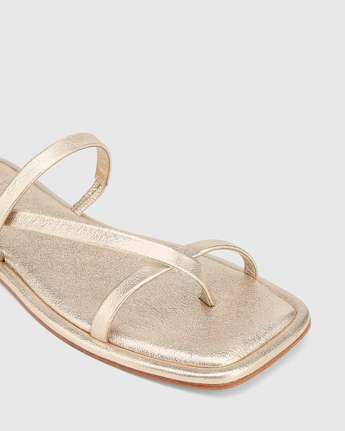 Alysson Champagne Metallic Leather Flat Sandal & Wittner & Wittner Shoes