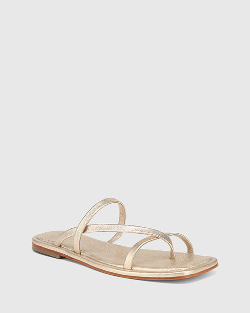 Alysson Champagne Metallic Leather Flat Sandal & Wittner & Wittner Shoes