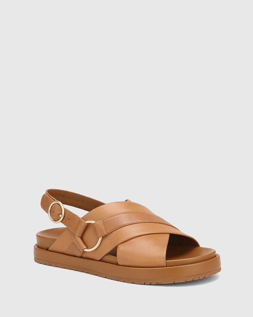 Brigid Tan Leather Flatform Sandal 