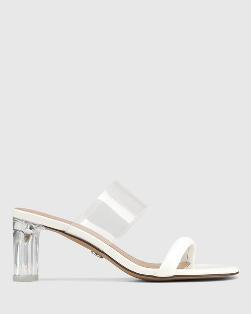 Ocean Optic White Patent Leather Block Heel Sandal