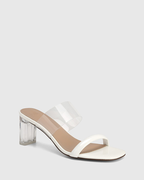 Ocean Optic White Patent Leather Block Heel Sandal