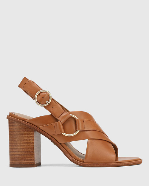 Fiorella Tan Leather Block Heel Sandal & Wittner & Wittner Shoes