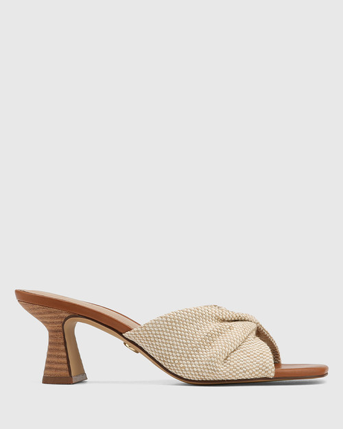 Milana Natural Textile Flared Heel Sandal & Wittner & Wittner Shoes