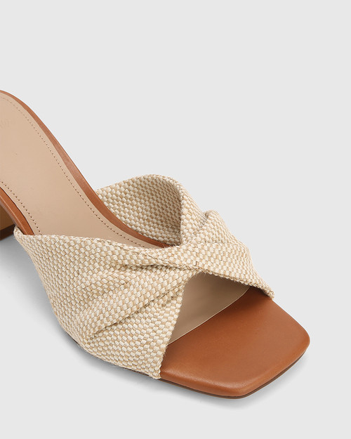 Milana Natural Textile Flared Heel Sandal & Wittner & Wittner Shoes