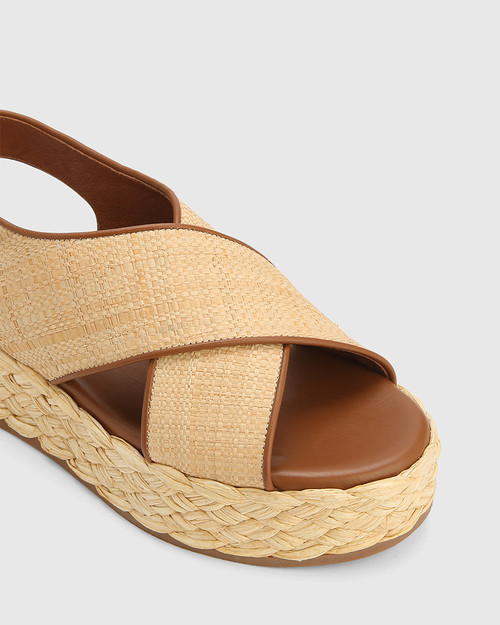 Lessie Natural Woven Raffia Flatform Sandal & Wittner & Wittner Shoes