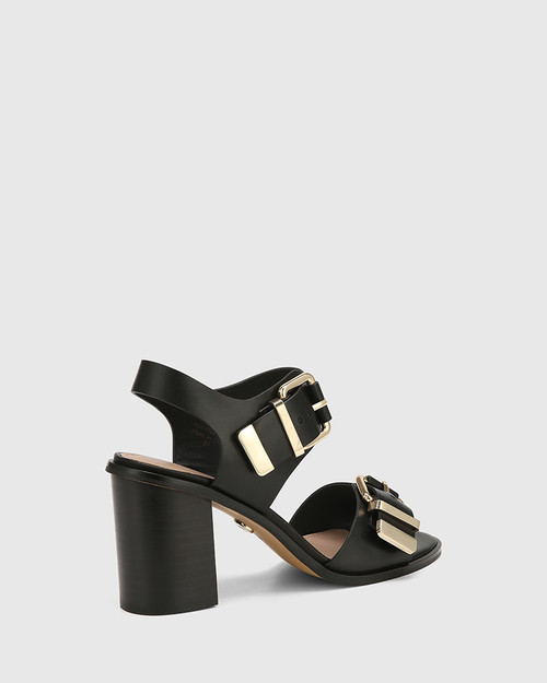 Florance Black Leather Block Heel Sandal & Wittner & Wittner Shoes