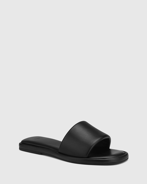 Daya Black Leather Flat Sandal & Wittner & Wittner Shoes