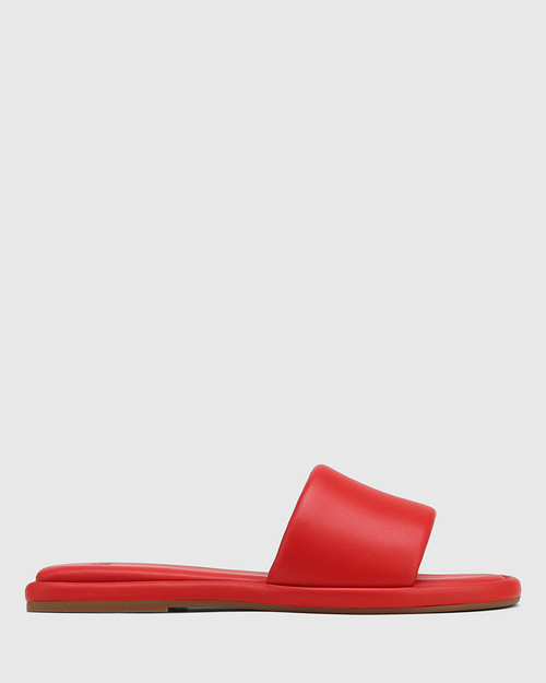 Red slide store on shoes