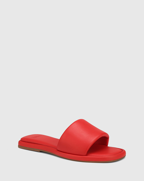 Daya Rosso Red Leather Flat Sandal