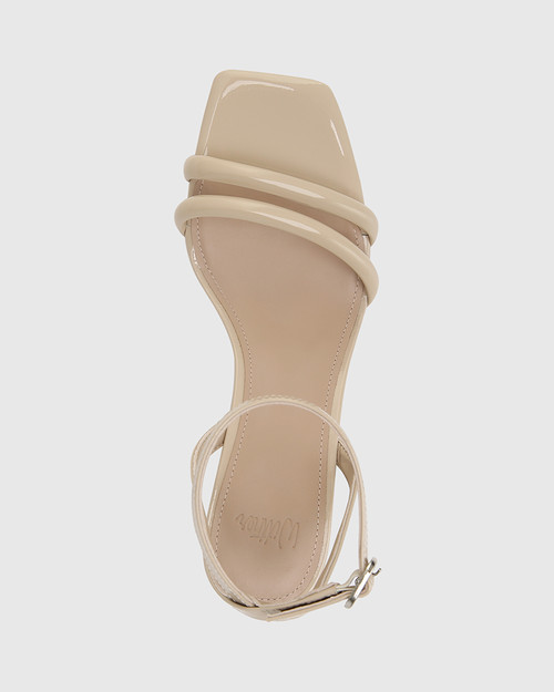 Menzel Pale Porcelain Patent Leather Wedge Heel Sandal & Wittner & Wittner Shoes