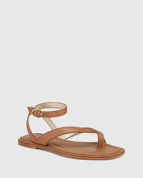 Beverly Tan Leather Flat Sandal & Wittner & Wittner Shoes