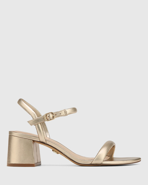 Karly Champagne Metallic Leather Block Heel Sandal & Wittner & Wittner Shoes