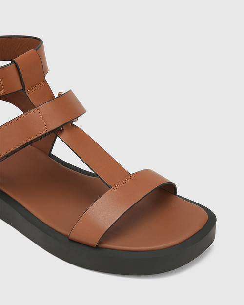 Ilkah Bark Leather Flat Sandal & Wittner & Wittner Shoes