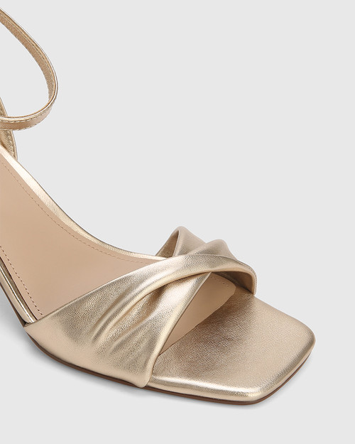 Martha Champagne Metallic Leather Flared Heel Sandal & Wittner & Wittner Shoes