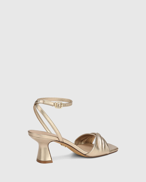 Martha Champagne Metallic Leather Flared Heel Sandal & Wittner & Wittner Shoes