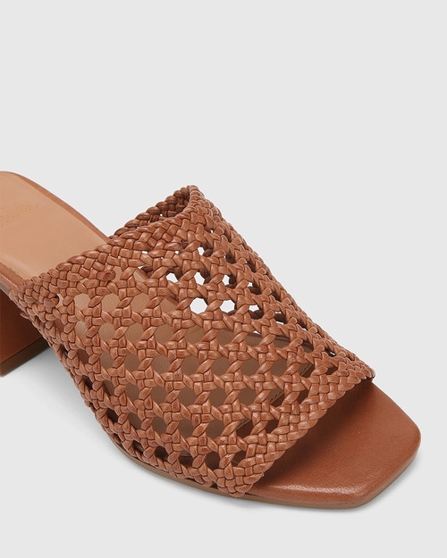 Loleena Tan Leather Weave Sandal