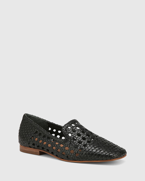 Binx Black Leather Weave Loafer