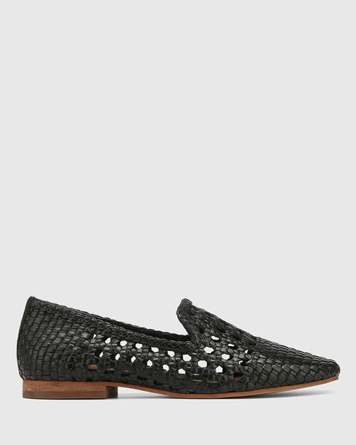 Binx Black Leather Weave Loafer & Wittner & Wittner Shoes