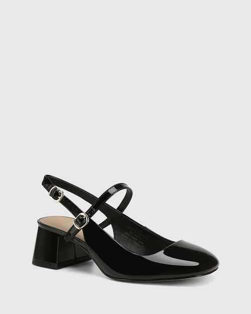 Ilyssa Black Patent Leather Block Heel