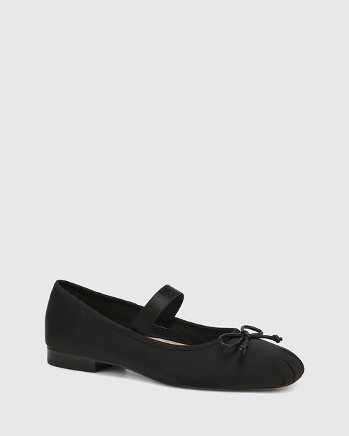 Alta Black Recycled Satin Ballet Flat & Wittner & Wittner Shoes