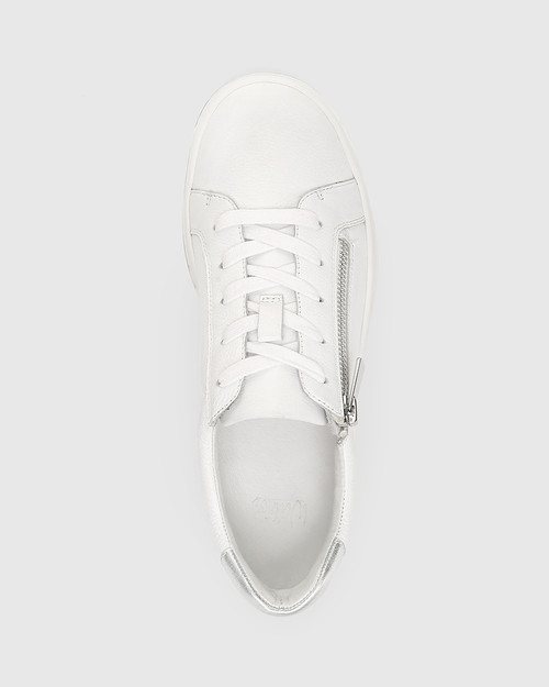 Deyse White and Grey Leather Sneaker & Wittner & Wittner Shoes
