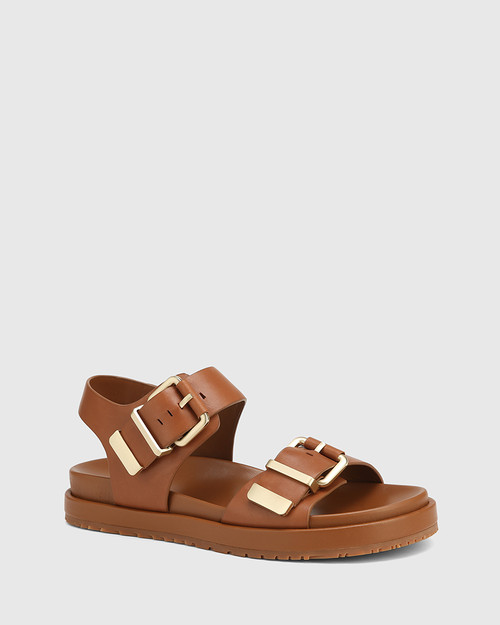 Bernadette Dark Cognac Leather Flatform Sandal & Wittner & Wittner Shoes