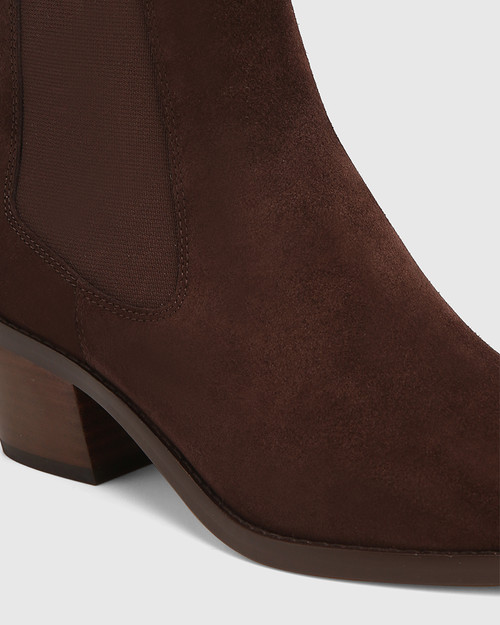 Jocelyn Hickory Suede Leather Block Heel Ankle Boot & Wittner & Wittner Shoes