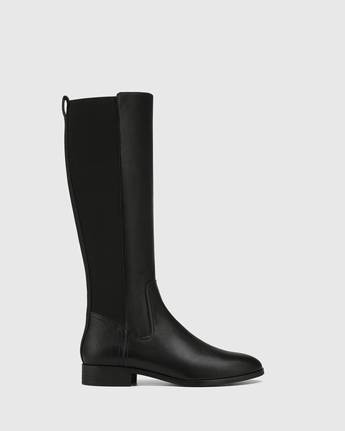 Chilliana Black Tumbled Leather Long Boot & Wittner & Wittner Shoes