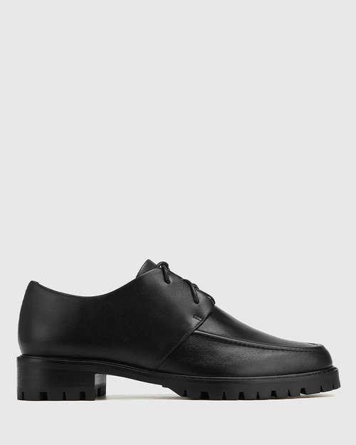 Etta Black Leather Lace Up Flat & Wittner & Wittner Shoes