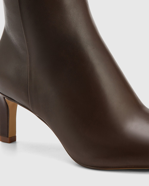 Kian Espresso Leather Stiletto Heel Long Boot & Wittner & Wittner Shoes