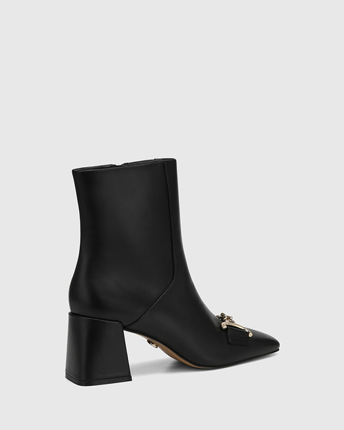 Naomi Black Leather Block Heel Ankle Boot & Wittner & Wittner Shoes